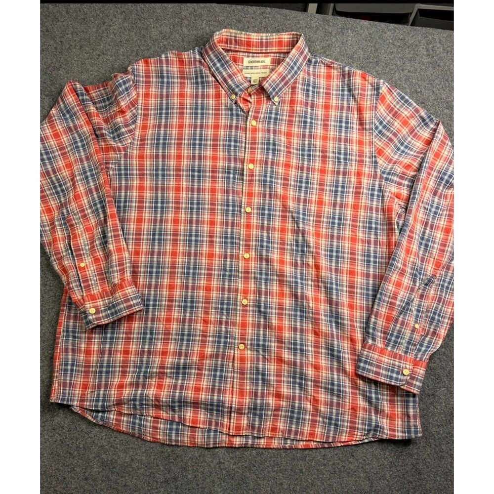 Men's Goodthreads Plaid Long Sleeve Shirt Size XXXL